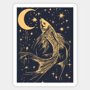 Celestial Goldfish Floating in the Night – Mystic Water Spirit Magnet